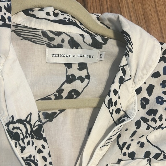 Desmond & Dempsey Jaguar Pajama Shirt | XS | 100% Cotton | Made in Portugal - Picture 2 of 4